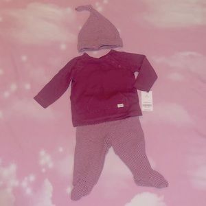 Carter’s ‘loved’ 3 Piece Set Baby 3m NWT Hat Long Sleeved Top & Footie Bottom